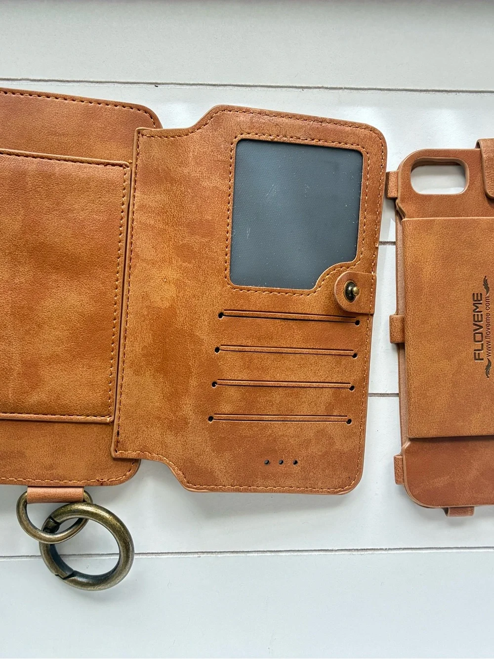 Tan Zip Wrist Wallet with Key Ring
